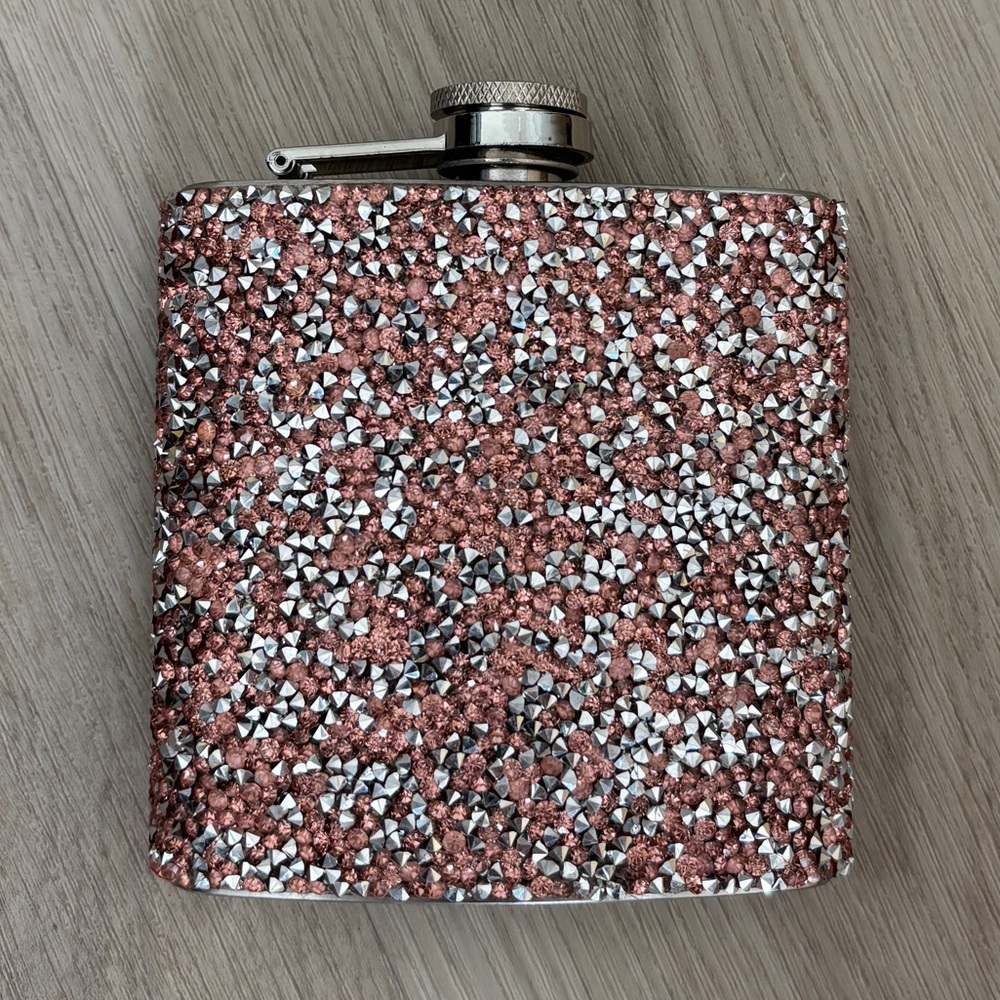 Glittery Pink and Silver Flask
